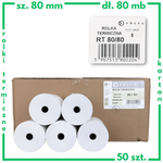 Karton rolek termicznych 80x80 do kas fiskalnych 50 szt. 80mm / 80mb