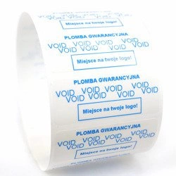 z_usl_nad_plom_ Plomby gwarancyjne VOID białe 45x18 nadruk NIEBIESKI
