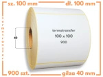 100x100 mm etykiety termotransferowe 900 szt. gilza 40 samoprzylepne białe naklejki 100/100