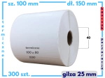 100x150 mm etykiety termiczne 300 szt. gilza 25 KAUCZUK samoprzylepne białe 100/150