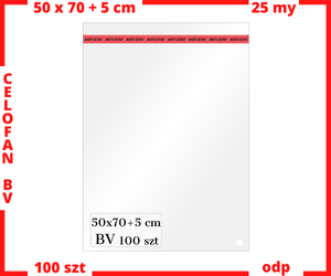 50x70+5 cm BV worki foliowe CELOFANOWE + zakładka 25-mik 100 sztuk