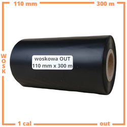 110x300 kalka WOSKOWA taśma termotransferowa wosk 110 mm 300m czarna OUT