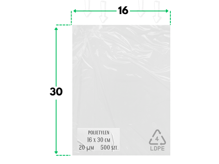 16x30 cm worki foliowe polietylenowe LDPE 160x300 mm przeźroczyste 500 szt