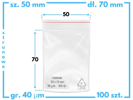 50x70 mm torebki strunowe 100 szt. woreczki (5x7 cm)