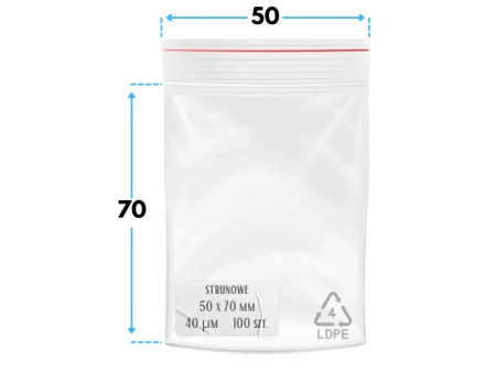50x70 mm torebki strunowe 100 szt. woreczki (5x7 cm)