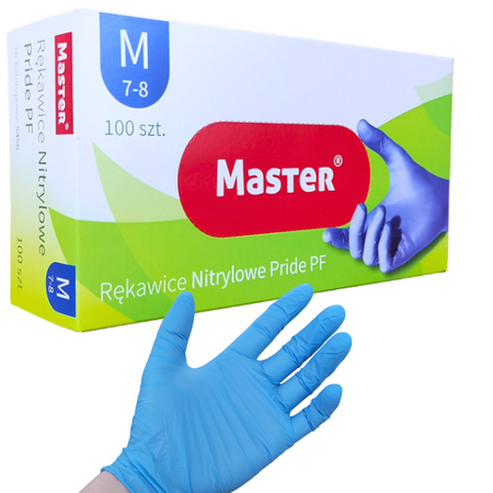 reka_ Rękawice Nitrylowe bezpudrowe M 100 szt. Master niebieskie