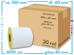 karton etykiet 100x60 mm termiczne 1000 szt. samoprzylepne białe >> 30 rol. <<