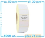 50x30 mm etykiety termiczne 5000 szt. gilza 76 samoprzylepne białe