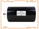 75x300 kalka WOSKOWA taśma termotransferowa wosk 75mm 300m czarna OUT