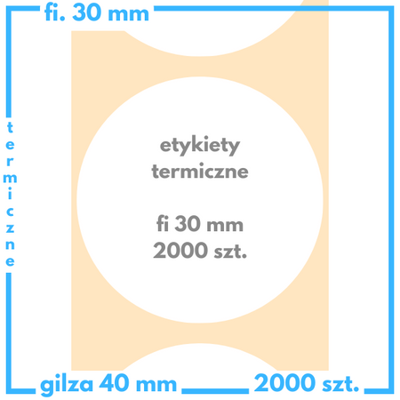 fi 30 mm etykiety termiczne 2000 szt okrągłe samoprzylepne białe
