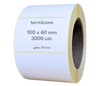 100x60 mm etykiety termiczne 3000 szt. gilza 76 mm samoprzylepne białe