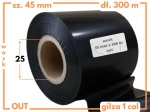 45x300 kalka WOSKOWA taśma termotransferowa wosk 45mm 300m czarna OUT