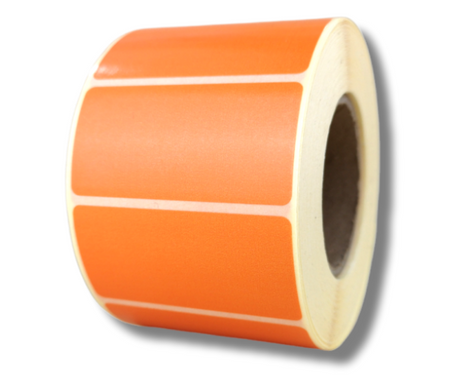 pomarańczowe 50x25 mm etykiety TERMOTRANSFEROWE samoprzylepne 1000 szt.