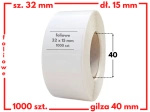 białe 32x15 mm etykiety FOLIOWE samoprzylepne 2000 szt gilza klej 40 akryl termotransferowe
