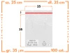 25x35 +5 cm worki foliowe z taśmą klejącą na odzież 250x350 +50 mm ldPE 100 szt 