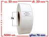 białe 50x20 mm etykiety FOLIOWE 5000 szt. gilza 76 mm termotransfer