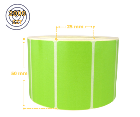 zielone 50x25 mm etykiety TERMOTRANSFEROWE samoprzylepne 2000 szt.