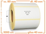 80x40 mm etykiety termotransferowe 1000 szt. gilza 40 samoprzylepne białe naklejki 80/40