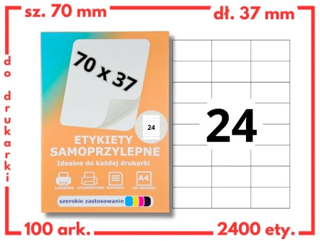 Etykiety 70x42 mm na arkuszach A4 - 2100 etykiet samoprzylepnych uniwersalnych do drukarek biurowych