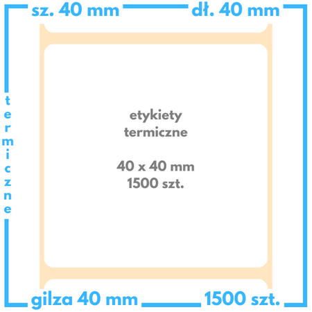 40x40 mm etykiety termiczne 1500 szt. samoprzylepne białe