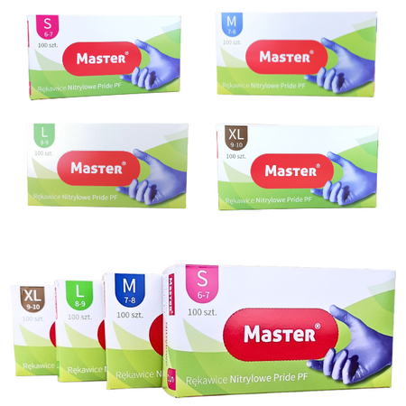 Rękawice Nitrylowe bezpudrowe S 100 szt. Master niebieskie