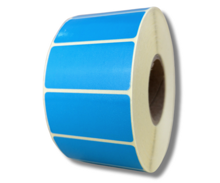 niebieskie 50x25 mm etykiety TERMOTRANSFEROWE samoprzylepne 2000 szt.