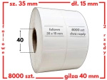 białe 35x15 mm etykiety FOLIOWE dwurzędowe 8000 szt. gilza 40 mm termotransfer