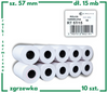 Rolki termiczne 57x15 do kasy fiskalnej 10 szt. 57mm / 15mb