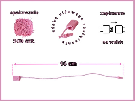 RÓŻOWE JASNE 500 szt. łączniki do metek ręczne plomby odzieżowe LIGHT PINK
