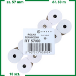 Rolki termiczne 57x60 do kasy fiskalnej 10 szt. 57mm / 60mb