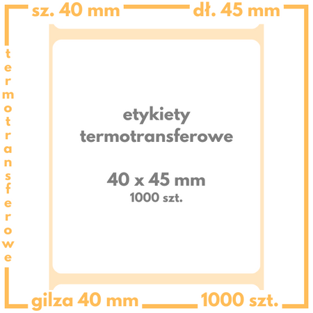 karton 40x45 mm etykiety 1000 szt. (60 rolek) samoprzylepne termotransferowe białe