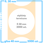 fi 30 mm etykiety termiczne 2000 szt okrągłe samoprzylepne białe