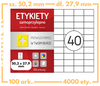 Etykiety 52,5x27,9 mm na arkuszach A4 - 4000 etykiet samoprzylepnych uniwersalnych do drukarek biurowych