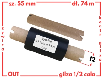 55x74 OUT kalka ŻYWICZNA taśma termotransferowa żywica 55 mm 74 m czarna