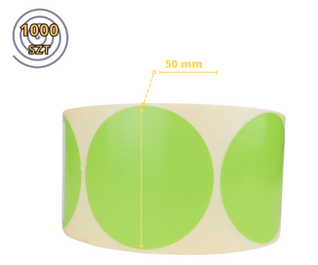 zielone fi 50 mm etykiety TERMOTRANSFEROWE samoprzylepne 1000 szt.
