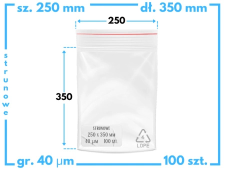 250x350 mm torebki strunowe 100 szt. woreczki (25x35 cm)