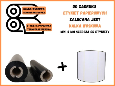 110x74 kalka WOSKOWA taśma termotransferowa wosk 110mm 74m czarna OUT