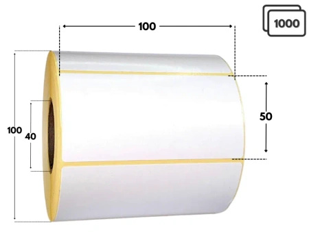 100x50 mm etykiety papierowe 1000 szt. gilza 40 samoprzylepne termotransferowe  do kalek