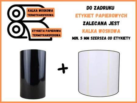 60x300 kalka WOSKOWA taśma termotransferowa wosk 60mm 300m czarna OUT