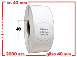 białe okrągłe 40 mm etykiety FOLIOWE 2000 szt. gilza 40 mm termotransfer