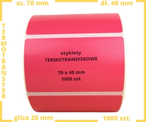 czerwone 70x40 mm etykiety TERMOTRANSFEROWE samoprzylepne 1000 szt.
