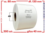 białe 80x120 mm etykiety FOLIOWE PET bezklejowe 500 szt gilza 40 termotransferowe