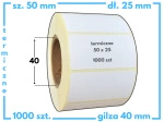 50x25 mm etykiety termiczne 1000 szt. gilza 40 akryl samoprzylepne białe 50*25