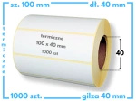 100x40 mm etykiety termiczne 1000 szt. samoprzylepne białe 100*40