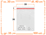 30x40 +5 cm worki foliowe z taśmą klejącą na odzież 300x400 +50 mm ldPE 100 szt