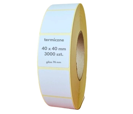 40x40 mm etykiety termiczne 3000 szt. gilza 76 samoprzylepne białe