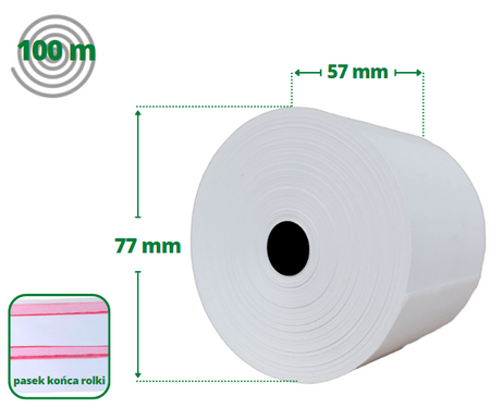 Rolki termiczne 57x100 do kasy fiskalnej 3 szt. 57mm / 100mb