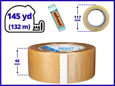 karton solvent 48mm x 145yd (132m) Smart BEZBARWNA taśma klejąca 48/145 pakowa 36 sztuk