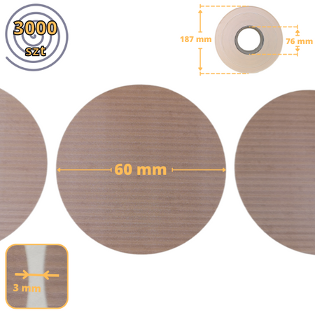 zt_ KRAFT imitacja fi 60 mm etykiety kolorowe 3000 szt.