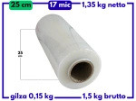 25 cm folia stretch 1,5 kg brutto (1,35 kg netto) przeźroczysta 17 mic - strecz transparentny mocny i wydajny
